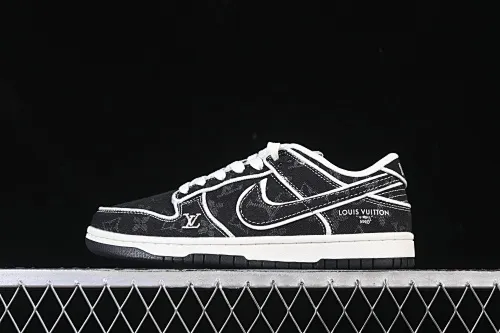All categories Nk SB Dunk Series Nk SB Dunk Low High-end customized low-top sneakers Nike SB Dunk Low LV co-branded white and dark black denim High-end customized low-top casual sneakers SC0601-467